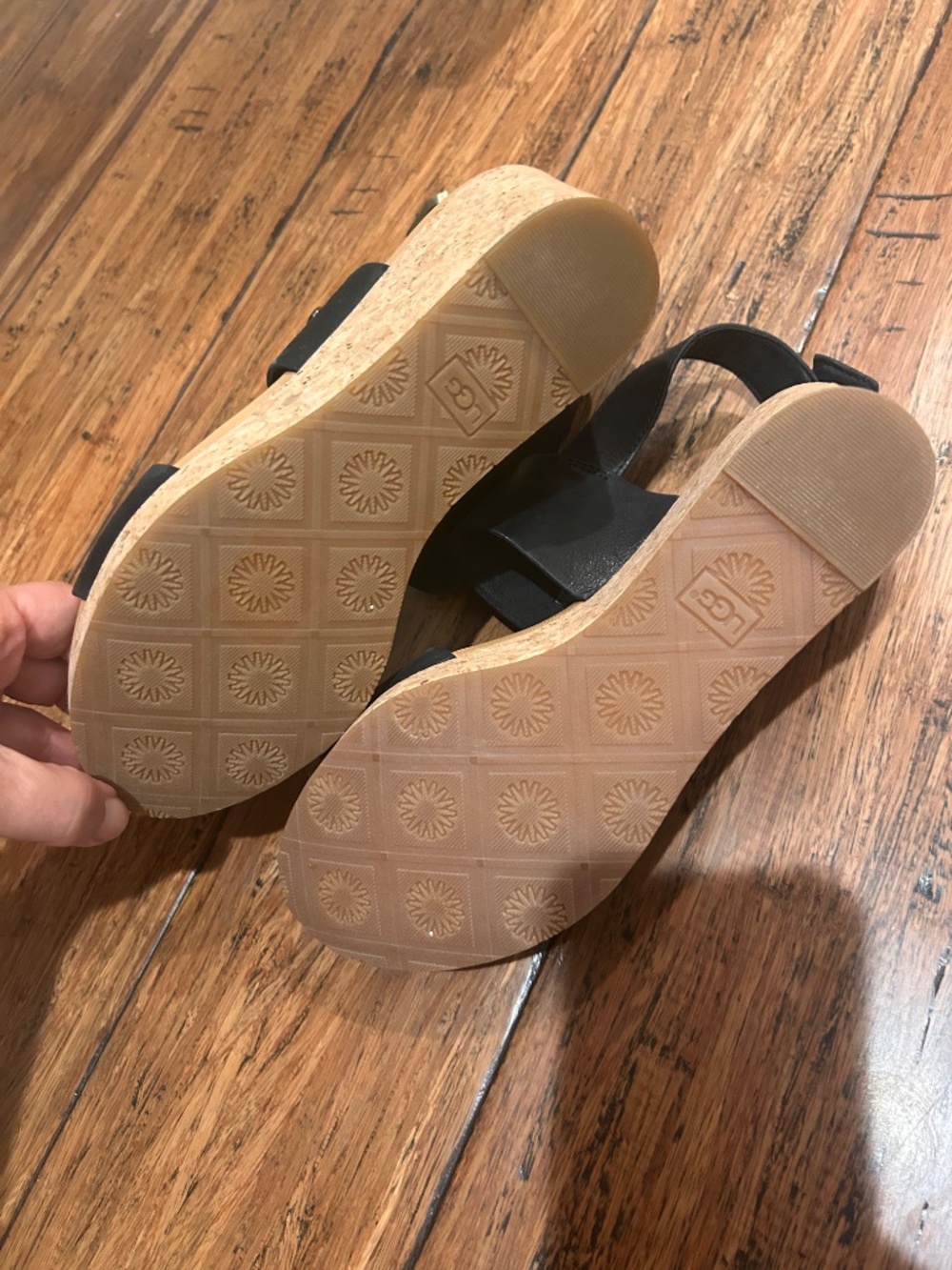 UGG Elena II Black Platform Wedge Sandal size 7.5 - Picture 7 of 8